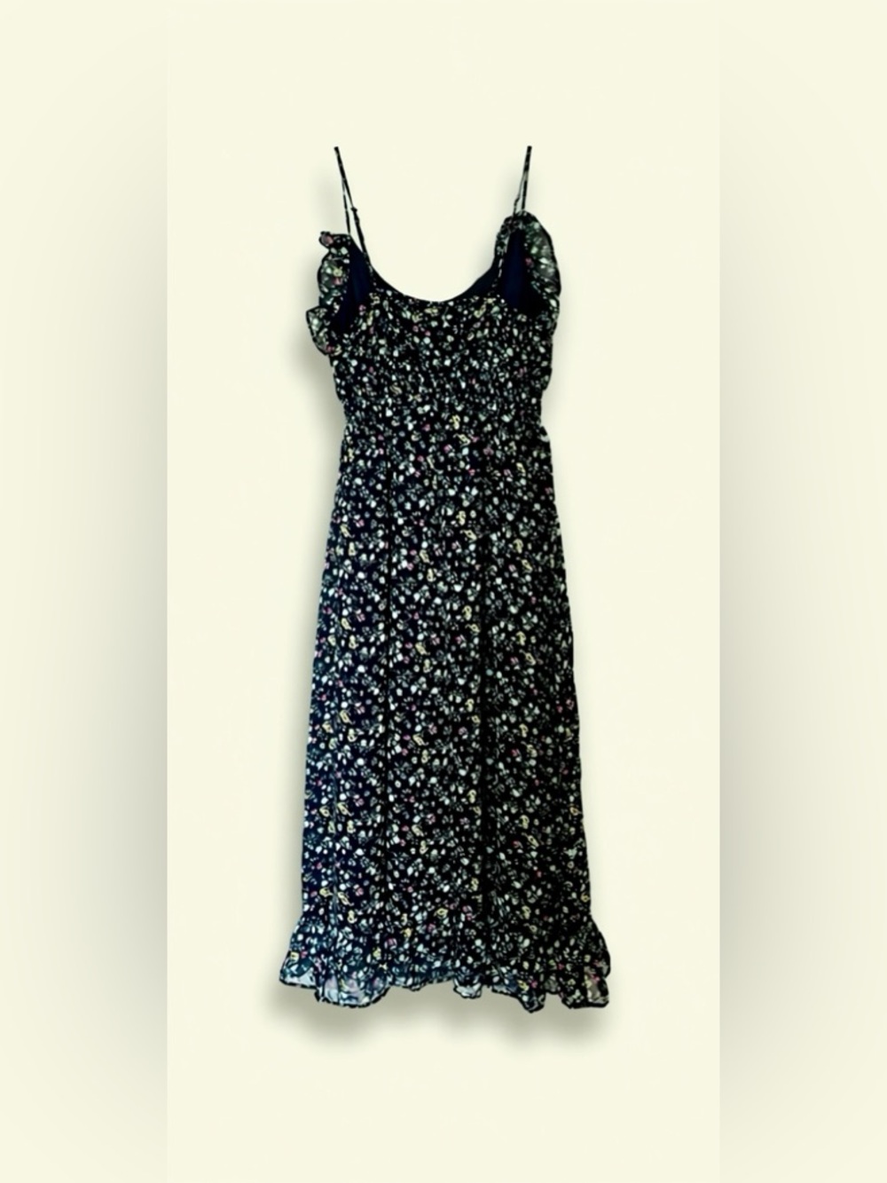 Floral Ruffle Maxi Forever 21 Smocked Waist Dress - Black / Multi - Sz Med - Picture 6 of 6